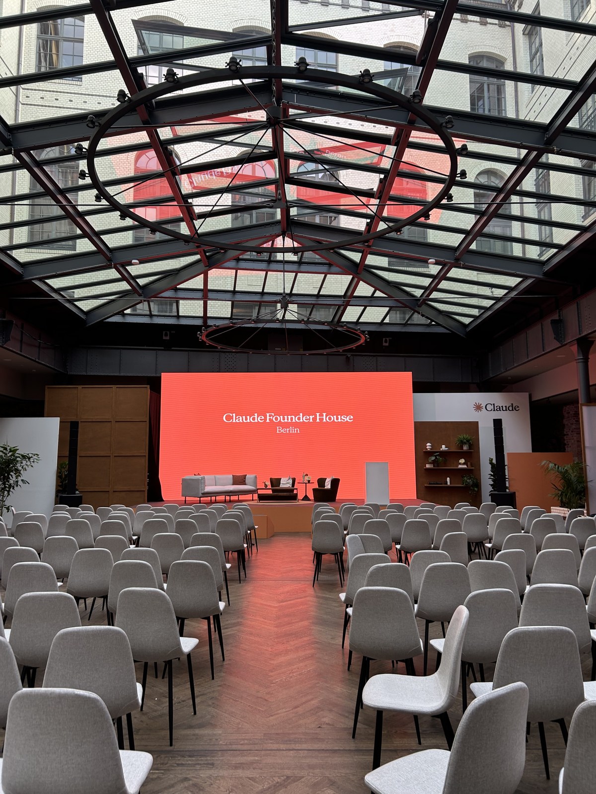 The Claude Founder House Berlin stage before the room filled.